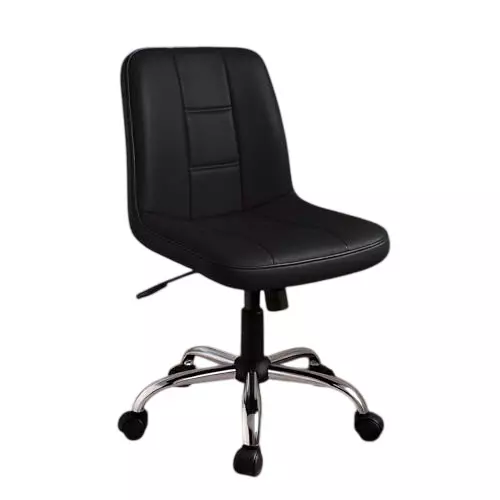 Zidle Unix Study Desk Chair Mid Back Standard Size Faux Leather Material 5 Wheel Solid Black