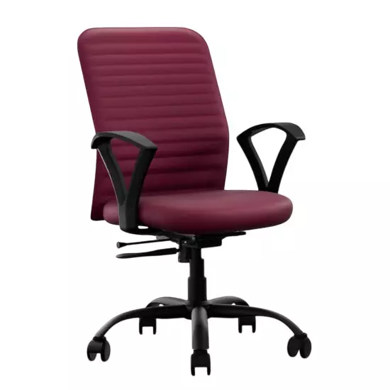 Vergo Office Chair Axis MB Mid Back Maroon for WFH/Study/Computer Desk with Fixed Armrest