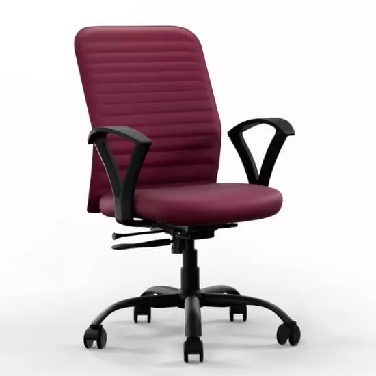 Vergo Office Chair Axis MB Mid Back Maroon for WFH/Study/Computer Desk with Fixed Armrest