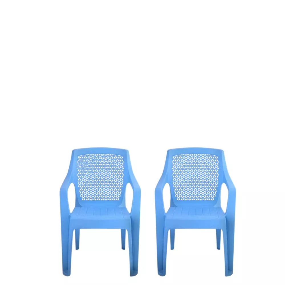 Maharaja Matt Pattern Plastic Chairs Up to 200 Kg Weight Capacity Blue, Dollar 503 (Pack of 2 Pcs)