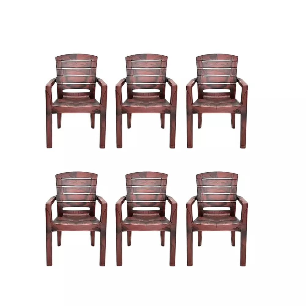 Maharaja Heavy Duty Plastic Chairs Matt Pattern Up to 200 Kg Weight Capacity Copper, Singham-101 (Pack of 6 Pcs)