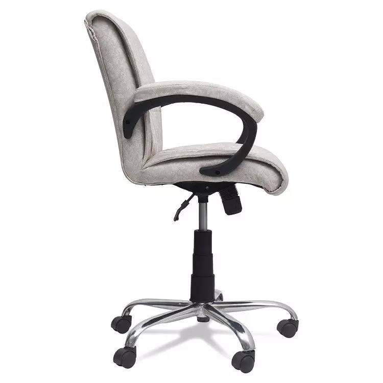 Ib basics White Leatherette Lavazi Low Back Home Office Desk Chair