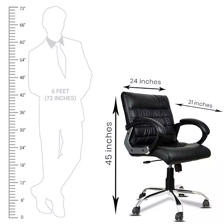 Ib basics Black Leatherette Newton Medium Back Office Executive Chair