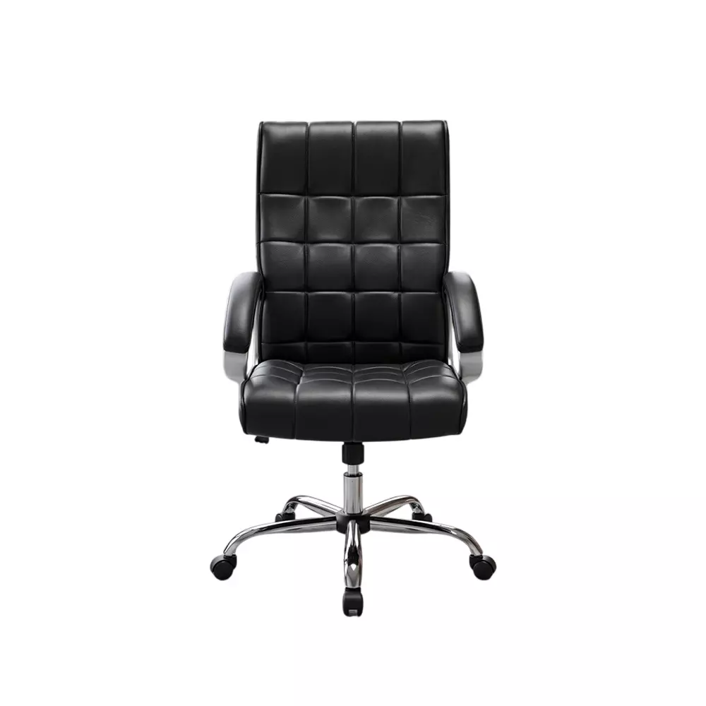 COZY CUB Ergonomic Office Executive Chair with Arm Rest Black Leatherette High Back for Office & Home, CC-BS-BLK-SQR-1