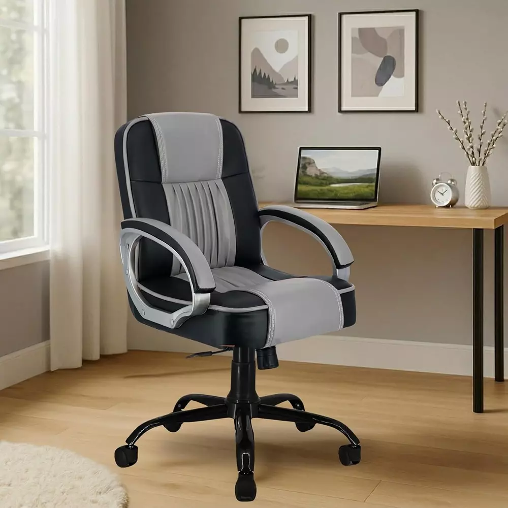 zidle-paris-mid-back-office-chair-grey-faux-leather-with-360-swivel-height-adjustment-metal-chrome-base