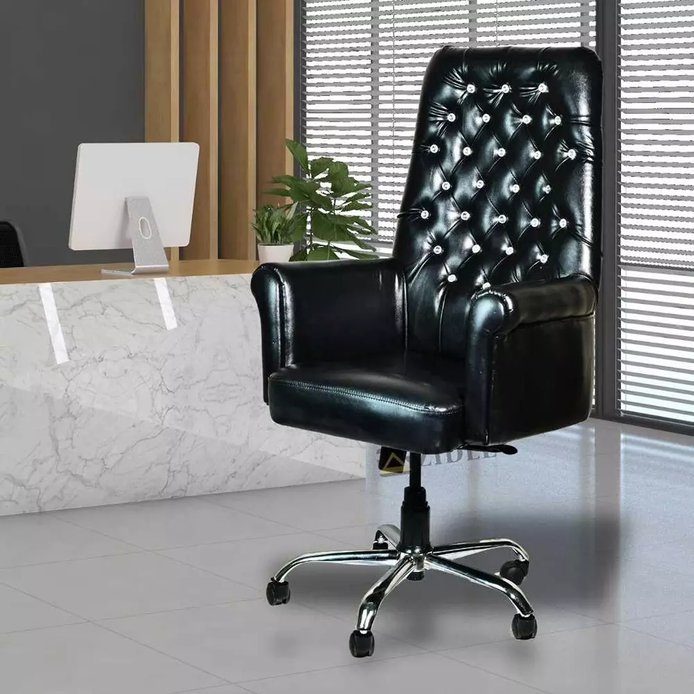zidle-maharaja-high-back-wooden-office-revolving-chair-black-color-with-spacious-cushion-seat-and-metal-chrome-base