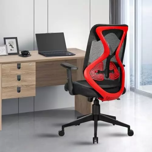 activa-hector-ergonomic-office-chair-with-2d-arm-rest-adjustable-height-medium-back-mesh-fabric-lumbar-support-black-red-for-home-office-use