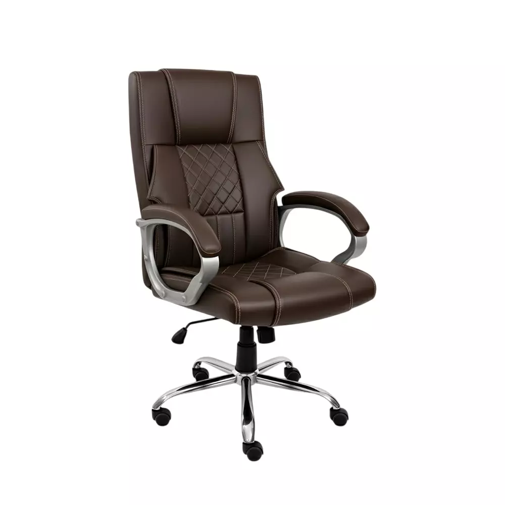 Activa Kim Ergonomic Office Chair with Padded Seat & Arm Rest High Back Premium Leatherette Coffee for Home & Office Use