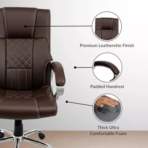 activa-kim-ergonomic-office-chair-with-padded-seat-arm-rest-high-back-premium-leatherette-coffee-for-home-office-use