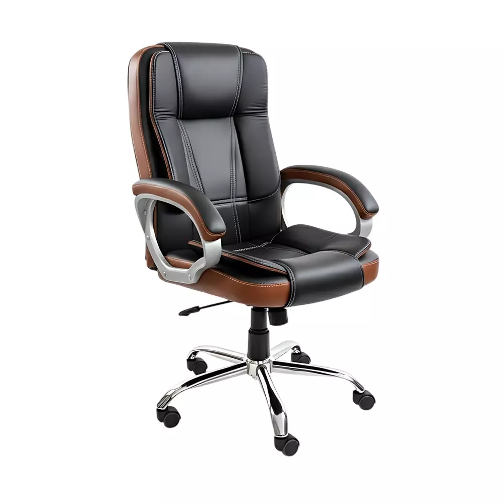 Activa Venture Ergonomic Office Chair with Arm Rest High Back Leatherette & PU Foam Tan & Black for Home & Office Use