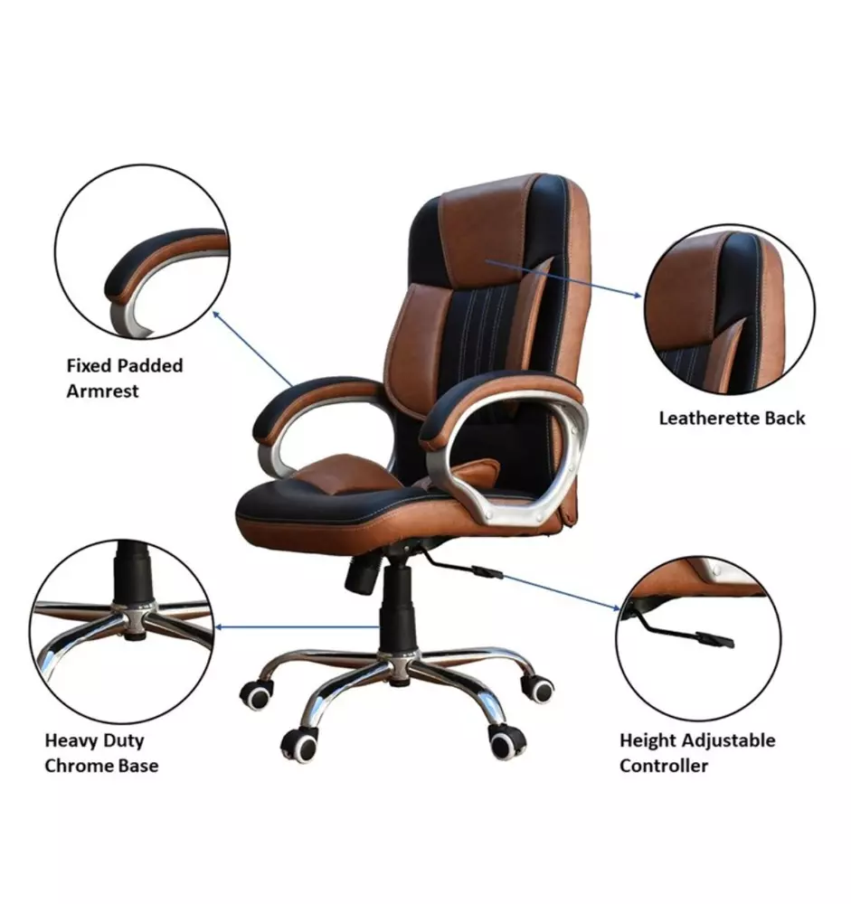Modern India Seating High Back Manager Chair Black & Brown Mi73