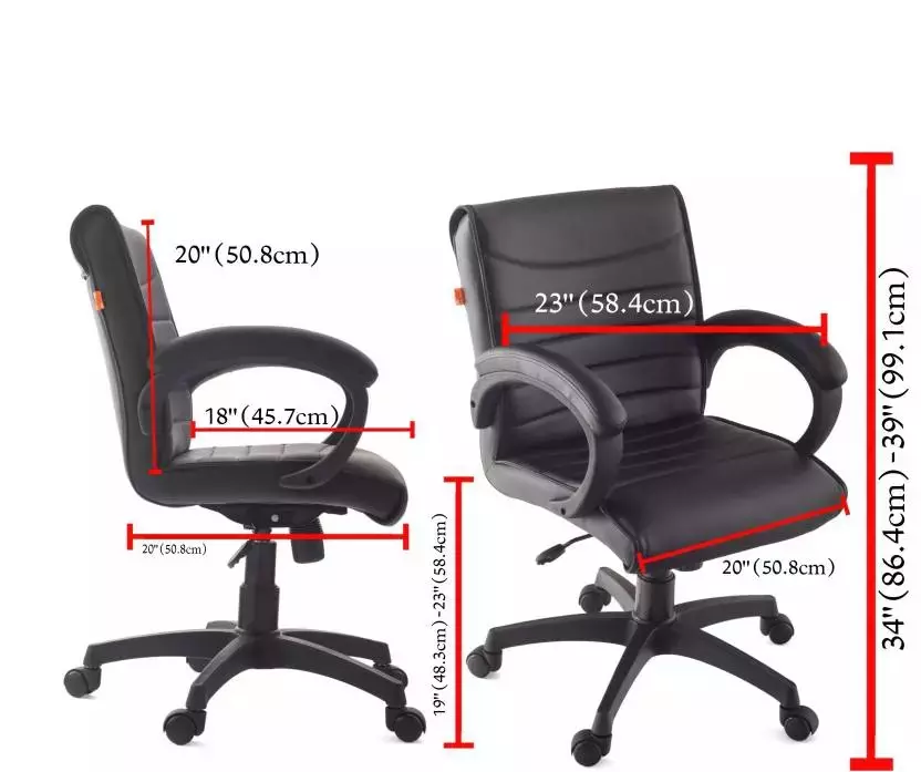 Ib basics Medium Back Leatherette Ergonomic Office Executive Chair Black, Ergo016