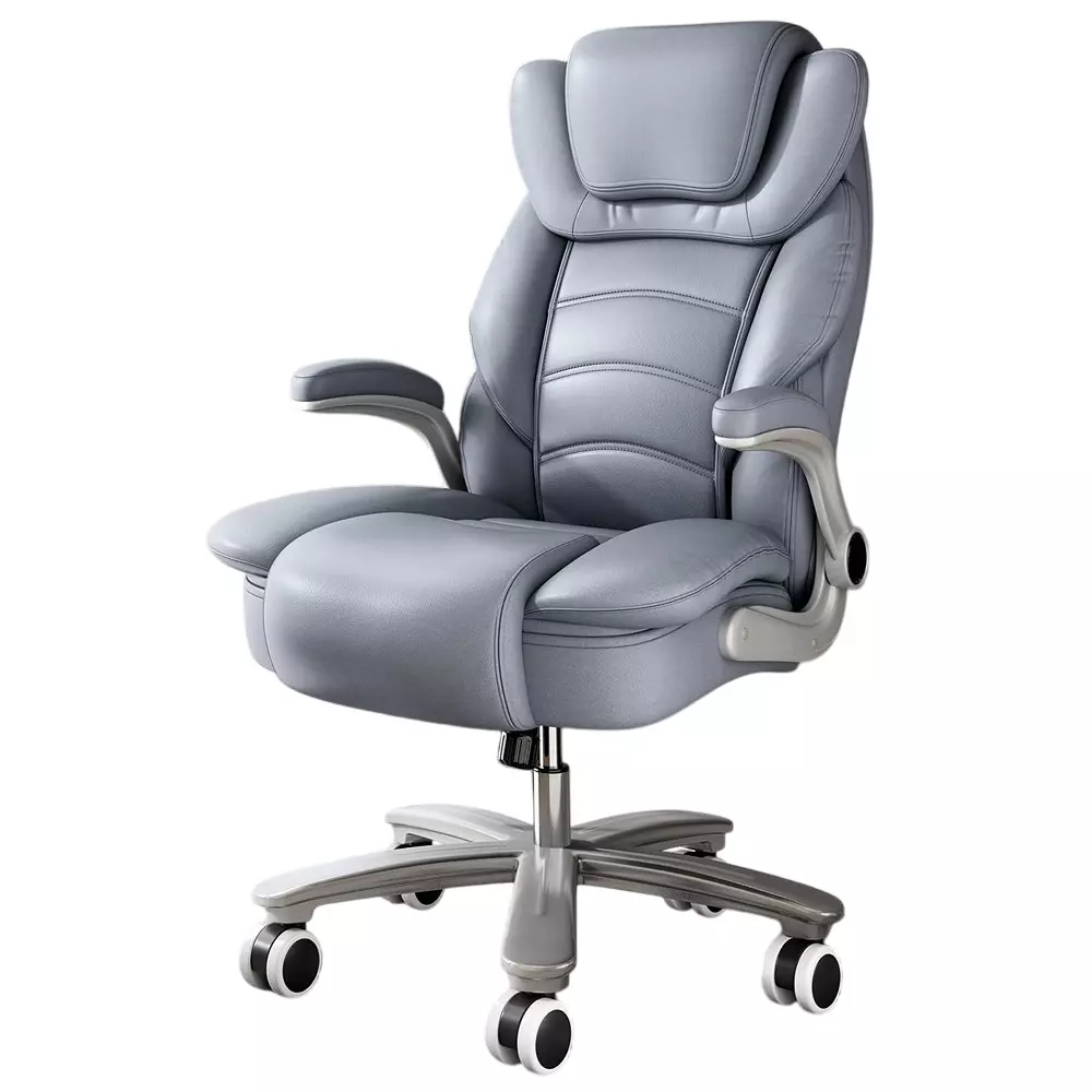 CHAIRTECH High Back with Steel Base Office Chair Leatherette Grey for Office & Professional Use