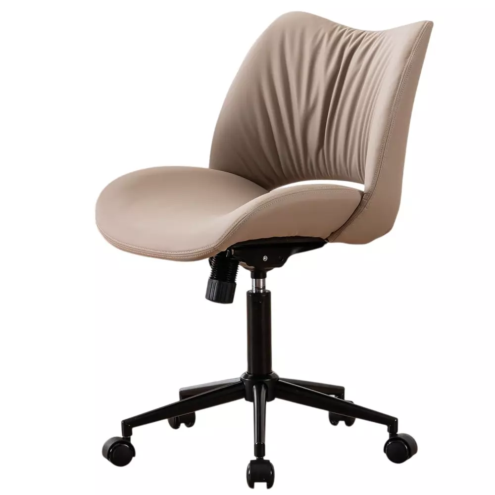 CHAIRTECH Armless Office Visitor Chair Faux Leather Khaki for Office & Professional Use