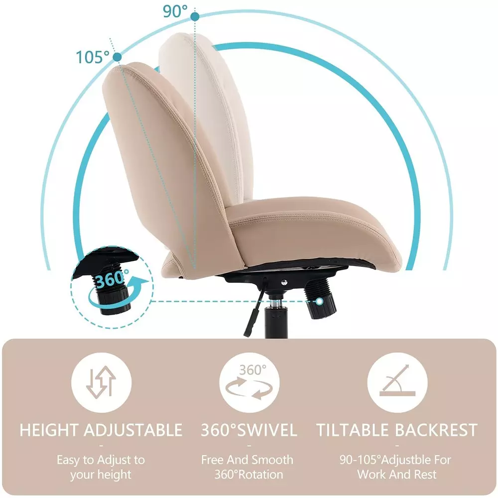 CHAIRTECH Armless Office Visitor Chair Faux Leather Khaki for Office & Professional Use