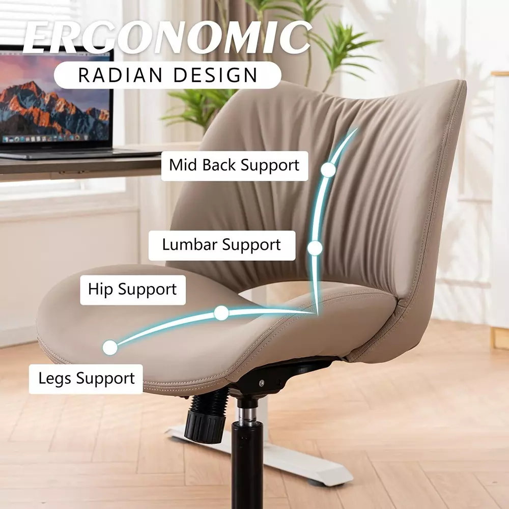 CHAIRTECH Armless Office Visitor Chair Faux Leather Khaki for Office & Professional Use