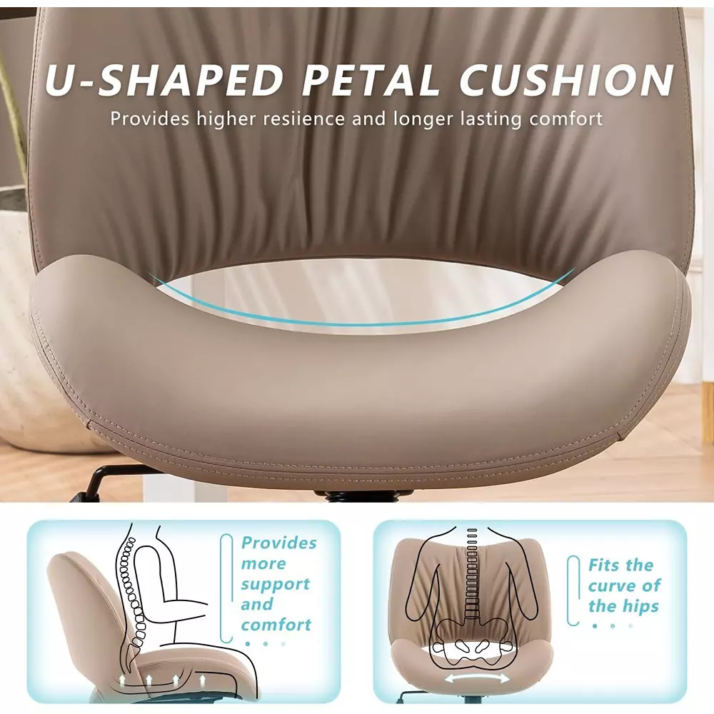 CHAIRTECH Armless Office Visitor Chair Faux Leather Khaki for Office & Professional Use