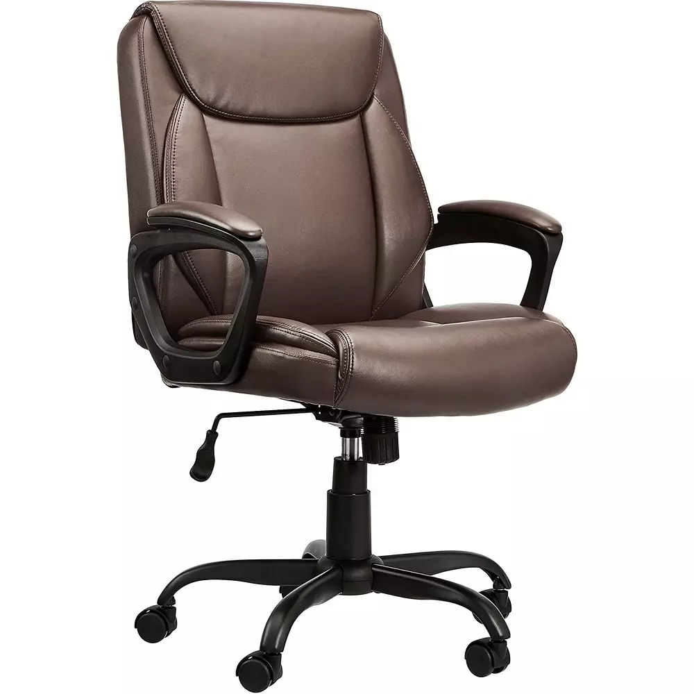CHAIRTECH Adjustable Arm Office Chair Leatherette Brown for Office & Professional Use