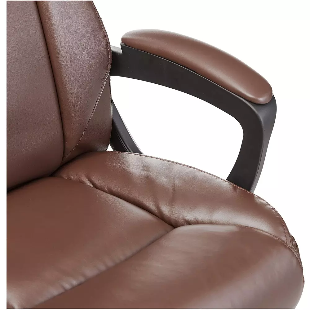 CHAIRTECH Adjustable Arm Office Chair Leatherette Brown for Office & Professional Use