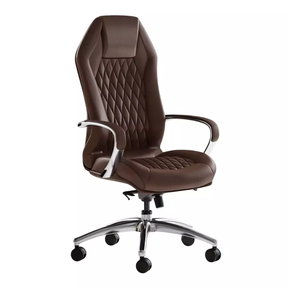 CHAIRTECH High Back Adjustable Office Conference Chair Leatherette Brown for Office & Professional Use