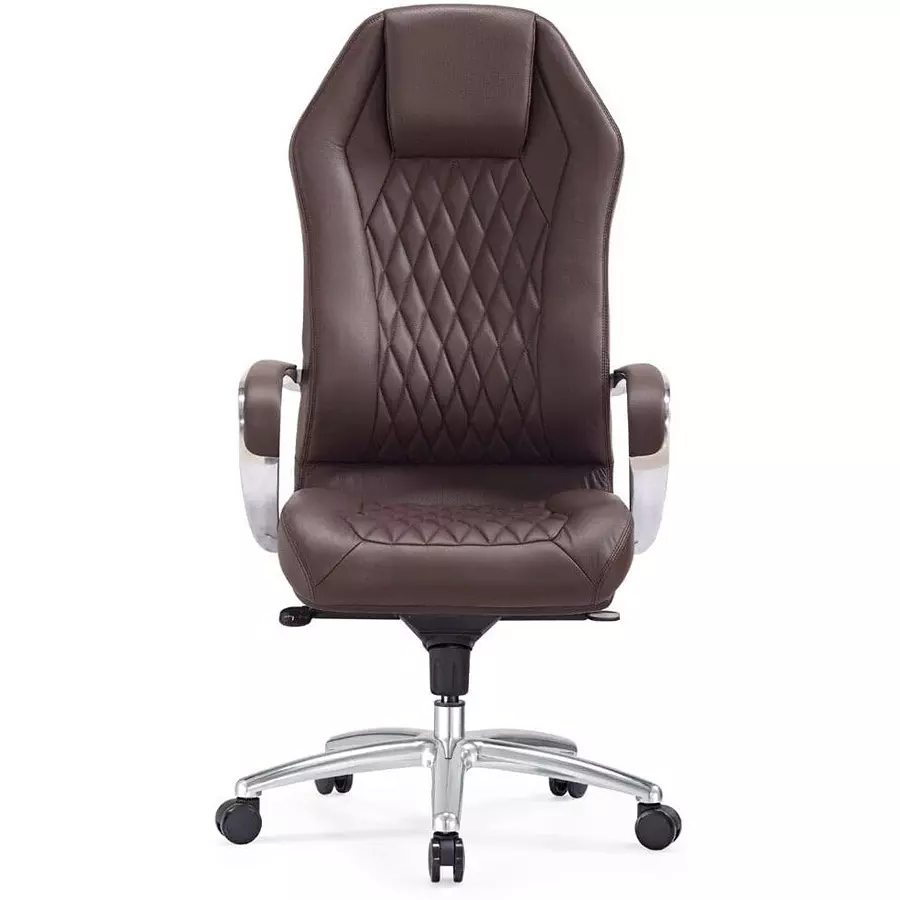 CHAIRTECH High Back Adjustable Office Conference Chair Leatherette Brown for Office & Professional Use