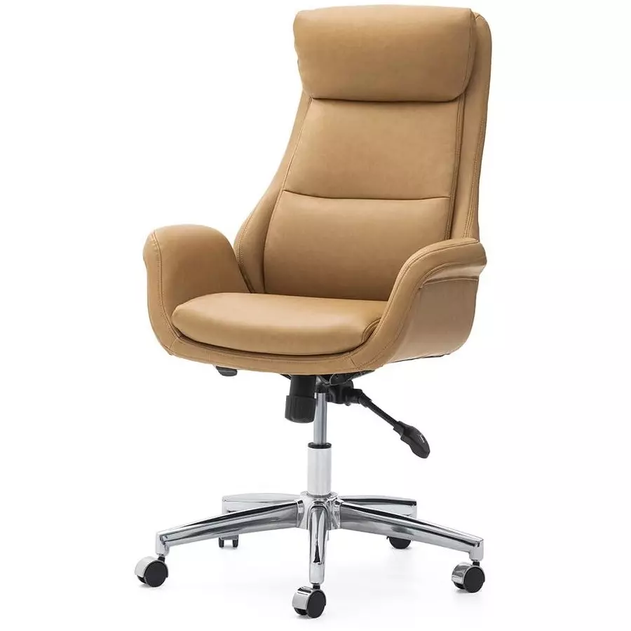 CHAIRTECH High Back Maharaja Swivel Office Chair PU Leather Brown for Office & Professional Use