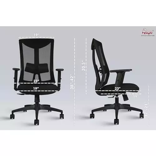 Rose Henley Ergonomic Office Chair Mid Back Black India