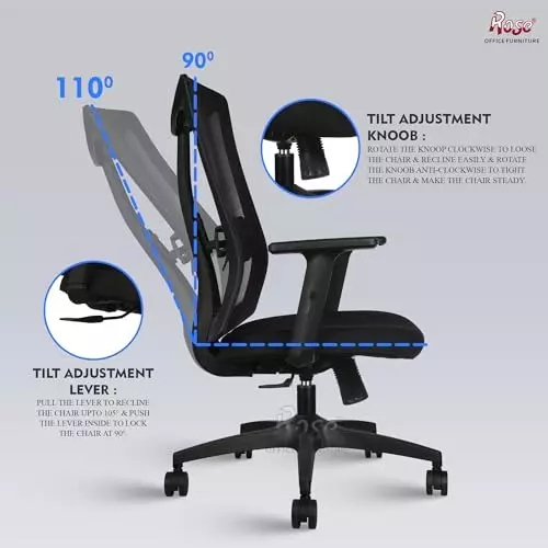 Rose Henley Ergonomic Office Chair Mid Back Black India