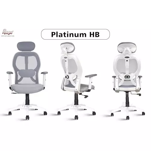 Rose Platinum Ergonomic Office Chair ‎High Back White & Grey India