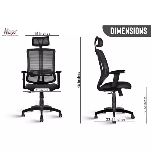 Rose Wave Ergonomic Office Chair ‎High Back Black India