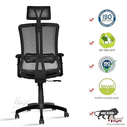 Rose Wave Ergonomic Office Chair ‎High Back Black India
