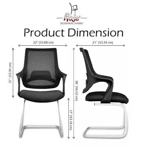 Rose Mono Visitor Chair with Metal Stand Mid Back Black India