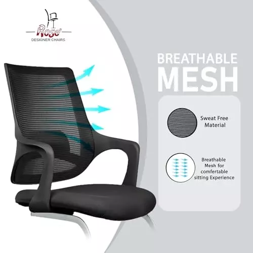 Rose Mono Visitor Chair with Metal Stand Mid Back Black India