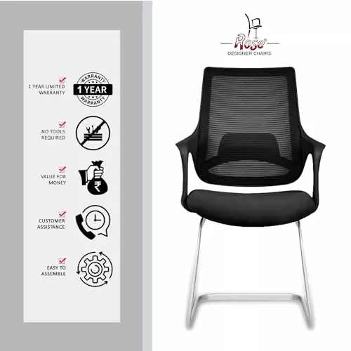 Rose Mono Visitor Chair with Metal Stand Mid Back Black India