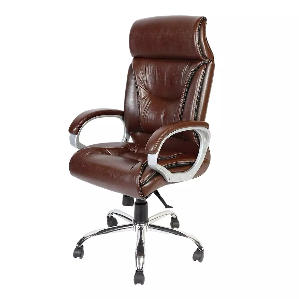 SAHANI High Back Executive Office Chair Leatherette Arm Rest Brown, SSF-19