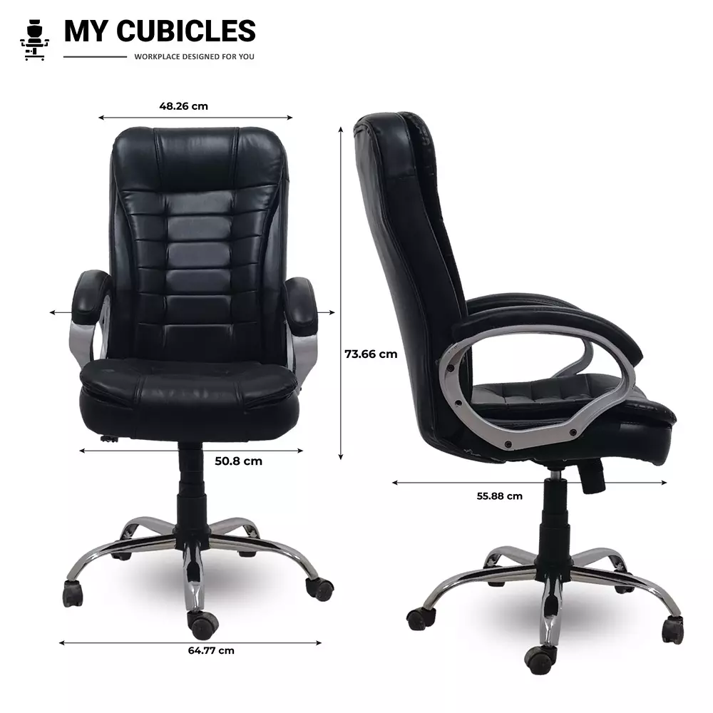 MY CUBICLES Sitara Big Boss Chair High Back Polyurethane Foam Weight Capacity Upto 120 Kg Black, MC0083