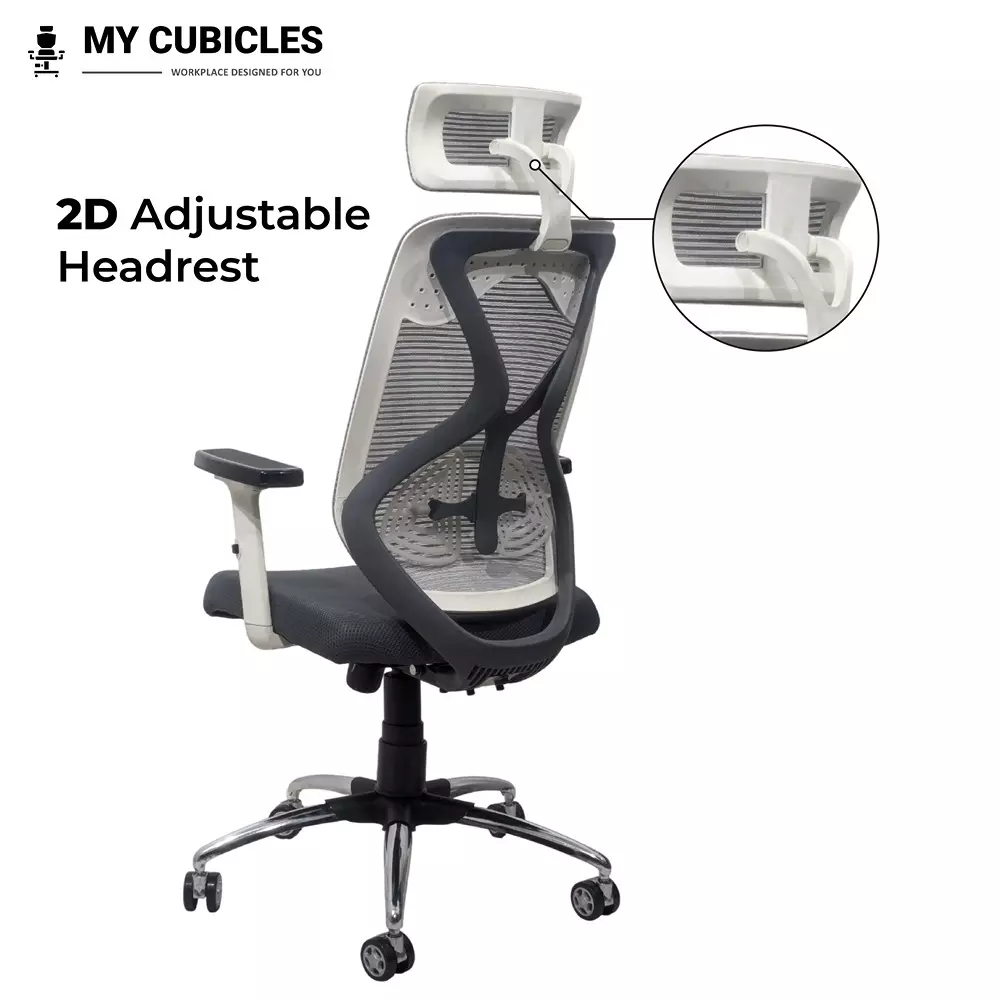 MY CUBICLES Lunar Fusion Executive Office Chair High Back Polyurethane Foam Weight Capacity Upto 125 Kg Grey, MC009