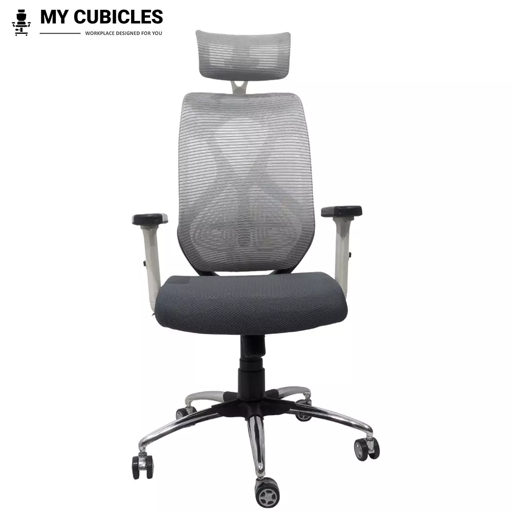 MY CUBICLES Lunar Fusion Executive Office Chair High Back Polyurethane Foam Weight Capacity Upto 125 Kg Grey, MC009