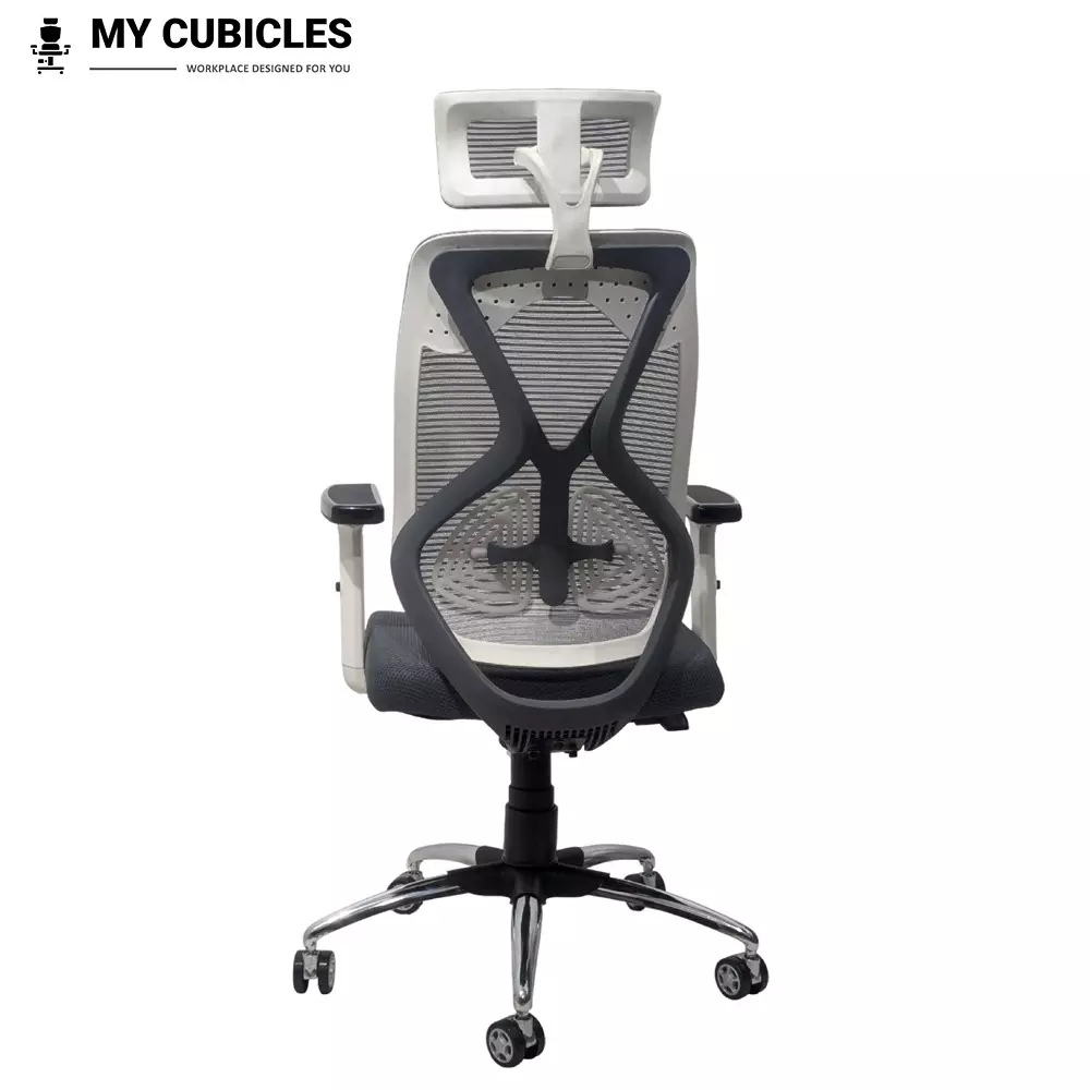 MY CUBICLES Lunar Fusion Executive Office Chair High Back Polyurethane Foam Weight Capacity Upto 125 Kg Grey, MC009