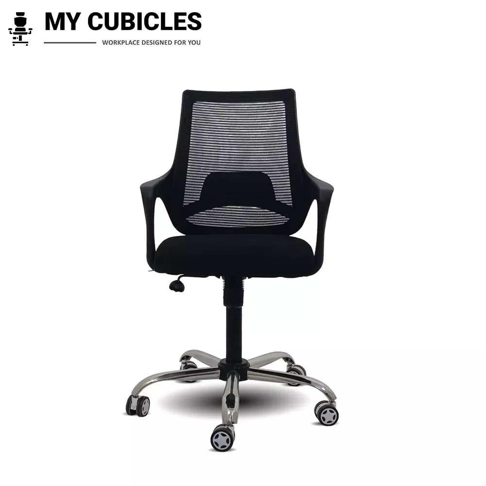 MY CUBICLES Swift Office Chair Mid Back Polyurethane Foam Weight Capacity Upto 110 Kg Black, MC0086