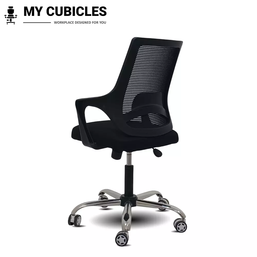 MY CUBICLES Swift Office Chair Mid Back Polyurethane Foam Weight Capacity Upto 110 Kg Black, MC0086