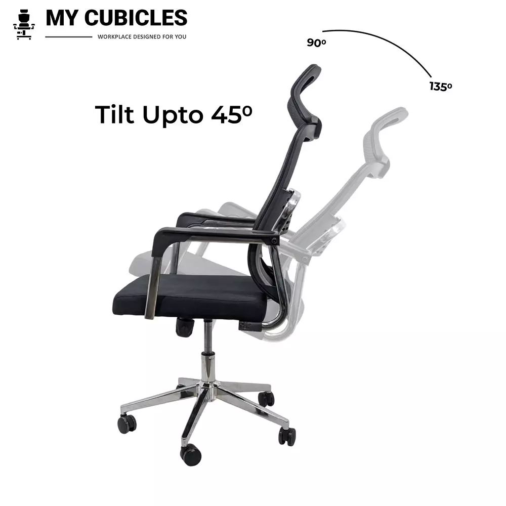 MY CUBICLES Empyrean Ergonomic Office Chair High Back Polyurethane Foam Weight Capacity Upto 125 Kg Black, MC0056