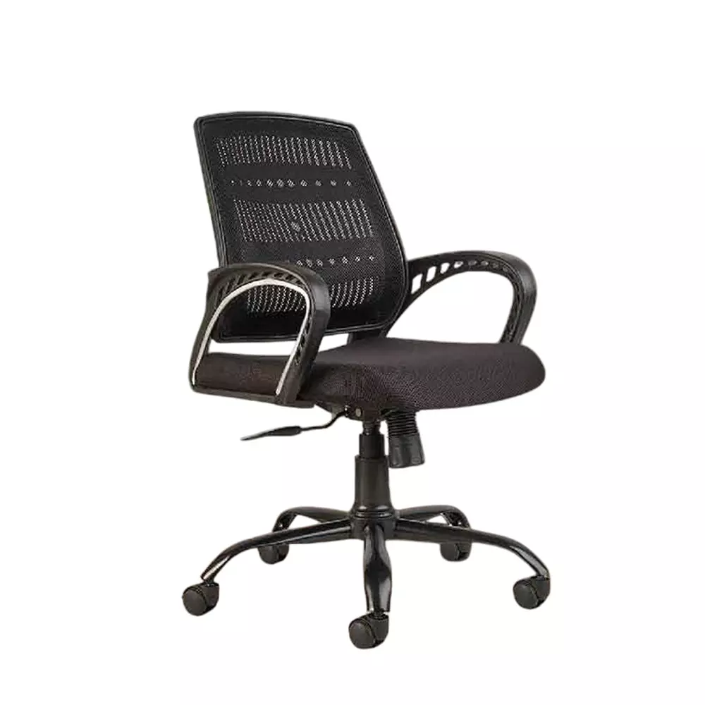 MY CUBICLES Elevate Executive Office and Study Chair Mid Back Polyurethane Foam Weight Capacity Upto 100 Kg Black, MC007