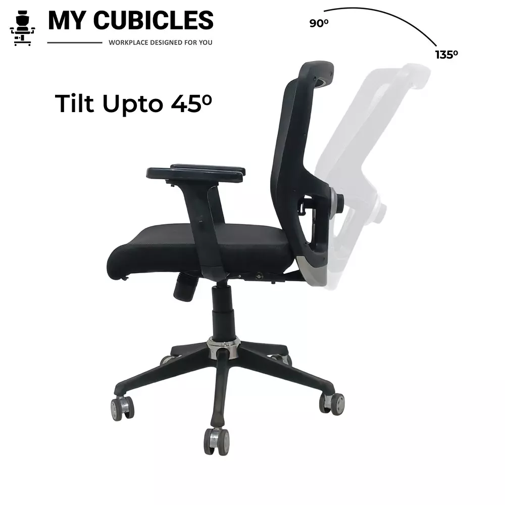 MY CUBICLES AeroFlex Office Chair Low Back Polyurethane Foam Weight Capacity Upto 115 Kg Black, MC0090