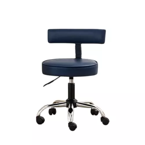 NEWTURN Ketto Revolving Mid Back Swivel Stool Chair Armless Metal Base Synthetic Leather Black Chrome Finish for Office, Home & School Use