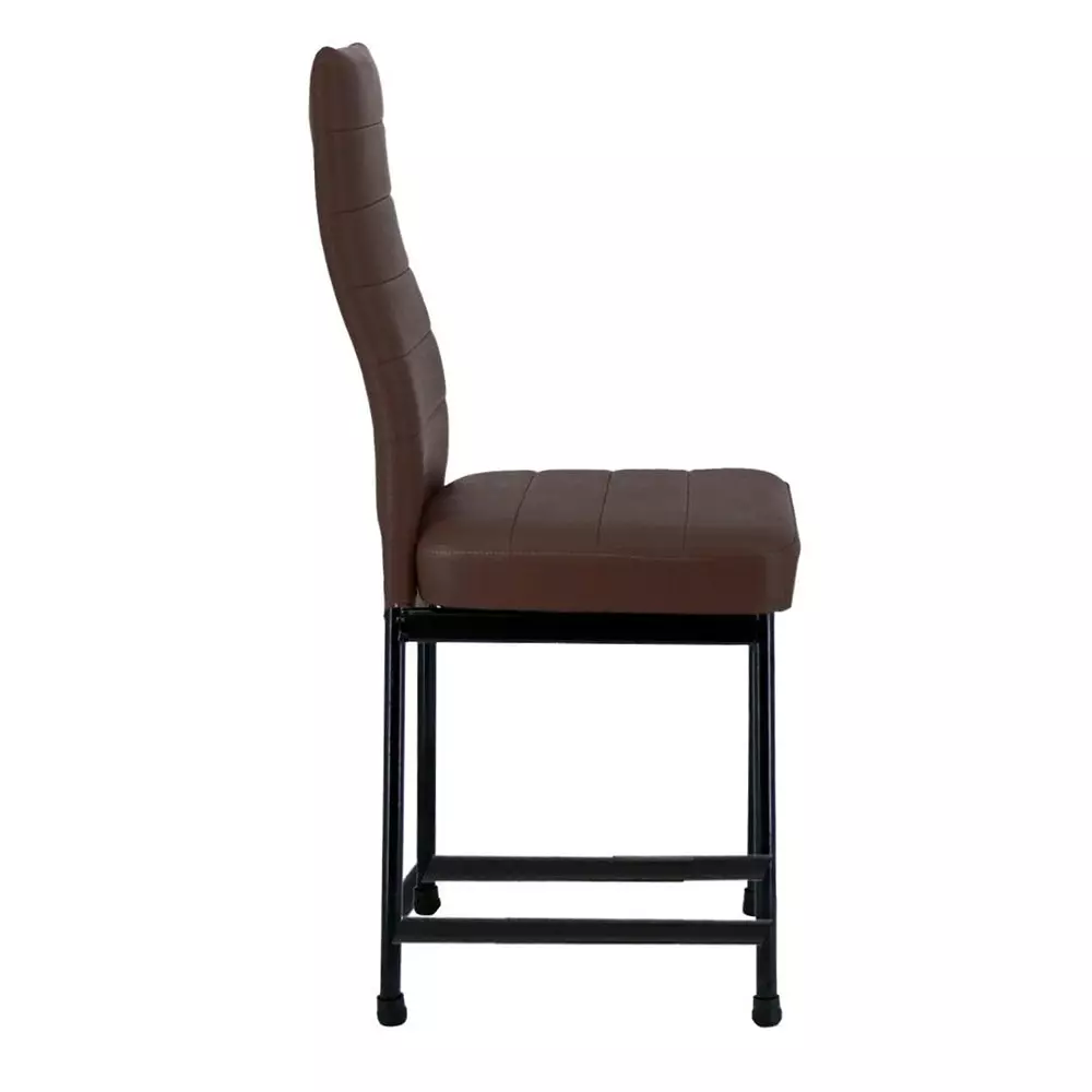 Zidle Bloom Dining Chair Set Faux Leatherette Solid Back Brown for Living Room, Dining, Restaurant, Study, Balcony, Kitchen (Pack of 4)