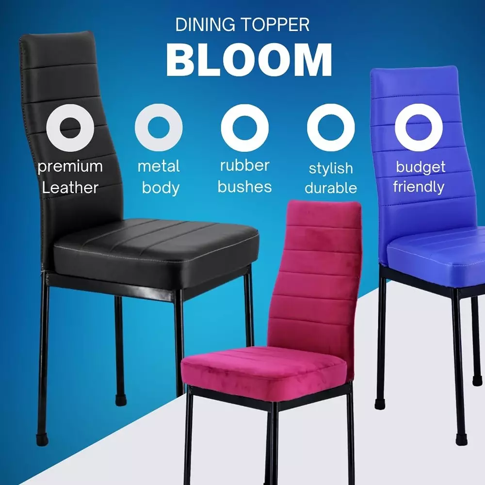 Zidle Bloom Dining Chair Set Faux Leatherette Solid Back Brown for Living Room, Dining, Restaurant, Study, Balcony, Kitchen (Pack of 4)