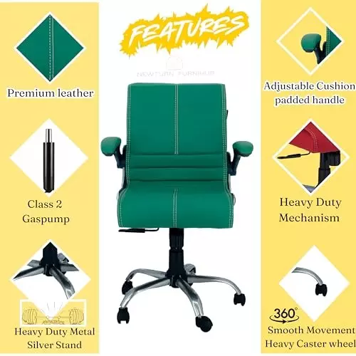 NEWTURN Maxson Office Chair Mid Back Standard Size Metal Material 5 Wheel Revolving Bislari Blue