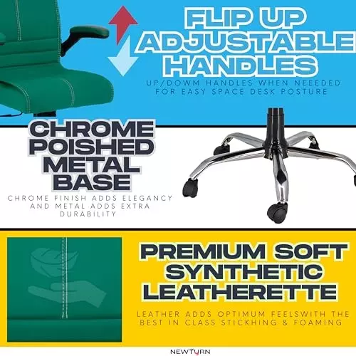 NEWTURN Maxson Office Chair Mid Back Standard Size Metal Material 5 Wheel Revolving Bislari Blue