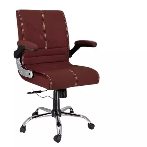 NEWTURN Maxson Revolving Office Chair Mid Back Standard Size Metal Material 5 Wheel Revolving CR Brown